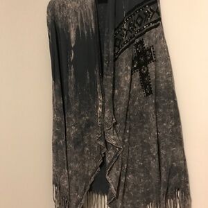 Fringe  Cross Embellished Vest